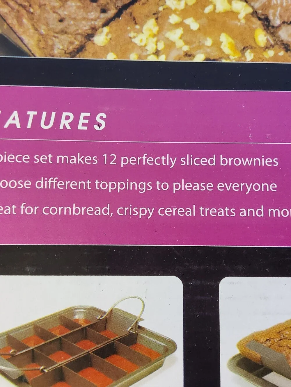 NEW Chicago Metallic Slice Solutions Bake Lift & Serve 9 x 9 3pc Brownie Pan Set
